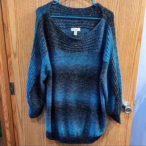 Dress Barn Chunky Blue Sweater Plus Size 3X w/ Oversized Sleeves Longline
